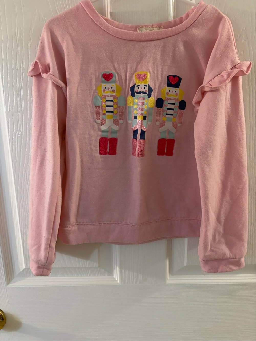 btween Pink Nutcracker Trio Ruffle Sleeve Sweatshirt